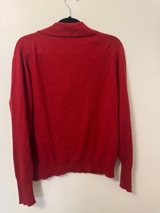 Vintage Kassatly Palm Beach Cashmere Long-Sleeve Polo Sweater Red XL - Picture 3 of 6
